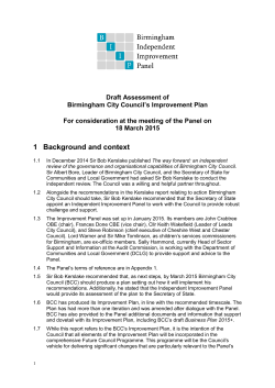Draft assessment of Birmingham City Council Improvement Plan