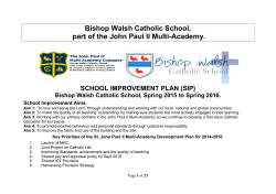 SCHOOL IMPROVEMENT PLAN (SIP) - Bishop Walsh Catholic School