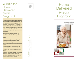 Home Delivered Meals Program - Burleigh County Senior Adults