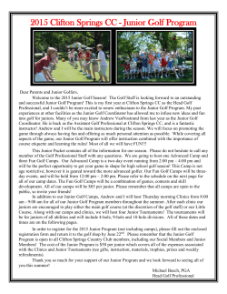 2015 Clifton Springs CC - Junior Golf Program