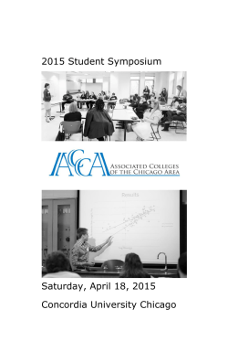 2015 Student Symposium Saturday, April 18, 2015 Concordia