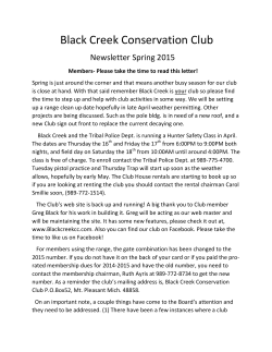 Monthly Newsletter - Black Creek Conservation Club