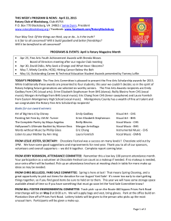 Weekly Bulletin 4.23.15 - The Rotary Club of Blacksburg