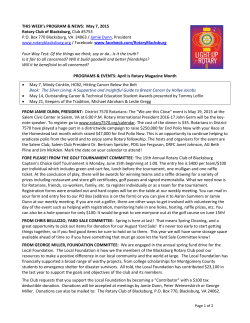 Weekly Bulletin 5.7.15 - The Rotary Club of Blacksburg