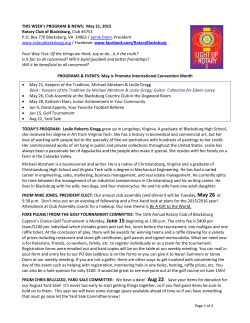 Weekly Bulletin 05 21 15 - The Rotary Club of Blacksburg
