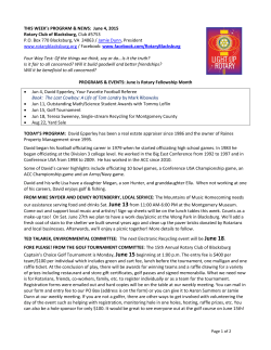 Weekly Bulletin 06 04 15 - The Rotary Club of Blacksburg