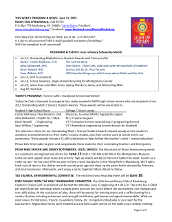 Weekly Bulletin 06 11 15 - The Rotary Club of Blacksburg