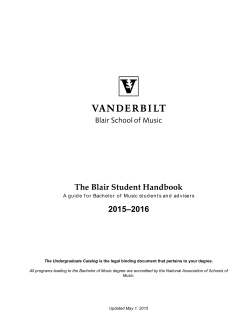 2015-16 Student Handbook - Blair School of Music