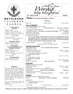 April 26, 2015 - Bethlehem Lutheran Church