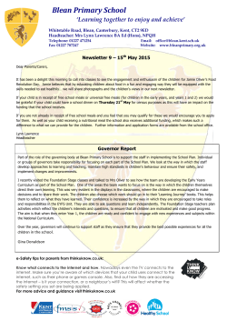 Newsletter 9 May 15
