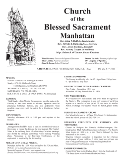May 31st, 2015 - The Church of the Blessed Sacrament