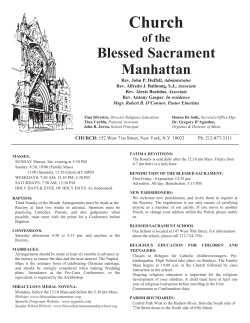 June 14th, 2015 - The Church of the Blessed Sacrament