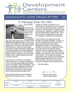 Spring 2015 Newsletter - Development Centers, Inc