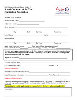 ESC Region 12 School Counselor of the Year Application 2015 2