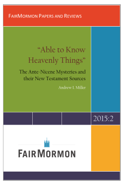 âAble to Know Heavenly Thingsâ 2015:2