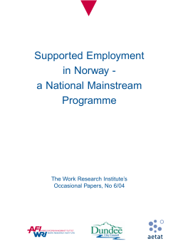 Supported Employment in Norway - a National Mainstream