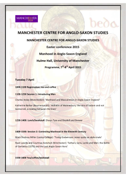 MANCHESTER CENTRE FOR ANGLO-SAXON STUDIES
