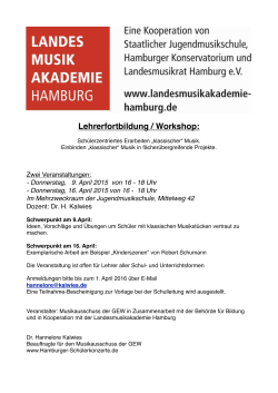 Lehrerfortbildung April 2015 - Landesmusikakademie Hamburg