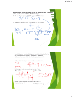 Without graphing, tell whether the slope of a line that models each