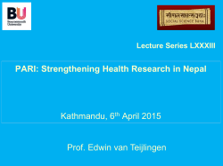 PARI: Strengthening Health Research in Nepal Kathmandu, 6th