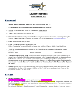 Student Notices - Greater Saskatoon Catholic Schools