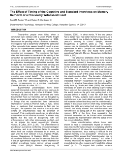 The Effect of Timing of the Cognitive and Standard Interviews on