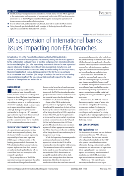 UK supervision of international banks: issues