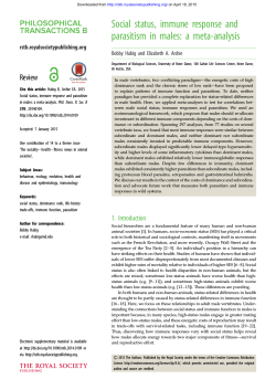 Social status, immune response and parasitism in males: a meta