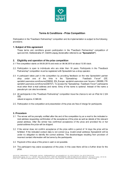 Terms & Conditions - Prize Competition
