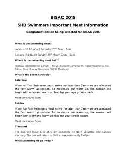 BISAC 2015 SHB Swimmers Important Meet Information