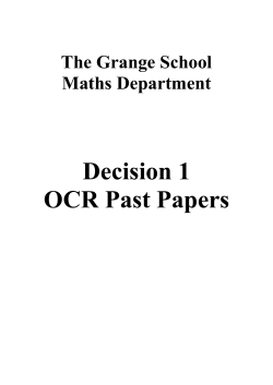 D1 Past Paper Booklet - The Grange School Blogs