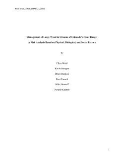 Management of Large Wood in Streams of Colorado`s Front
