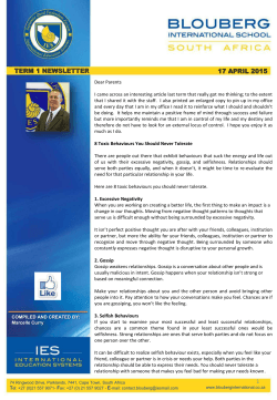 Newsletter 11 17th April 2015 - Blouberg International School