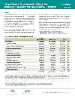 the governor`s fy 2016 budget proposal for masshealth (medicaid)
