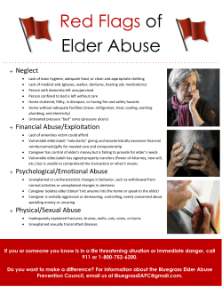 Red Flags of Elder Abuse - Bluegrass Elder Abuse Prevention Council