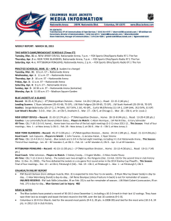WEEKLY REPORT - Columbus Blue Jackets