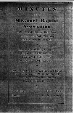 1959 BMA of Missouri Minutes - Baptist Missionary Association of
