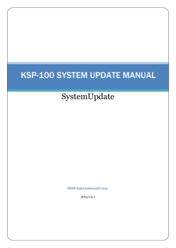 KSP-100 SYSTEM UPDATE MANUAL