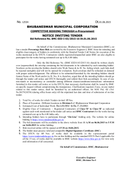 BHUBANESWAR MUNICIPAL CORPORATION NOTICE INVITING