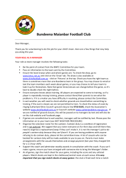 Info for managers - Bundeena Maianbar Football Club