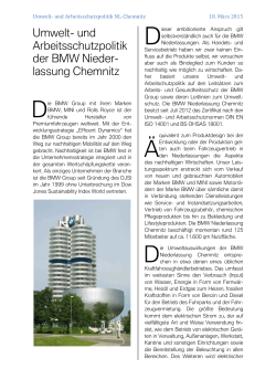 Umwelt- und Arbeitsschutzpolitik der BMW Niederlassung Chemnitz