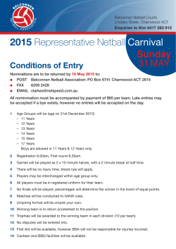 BNA Carnival Registration 2015 - Belconnen Netball Association