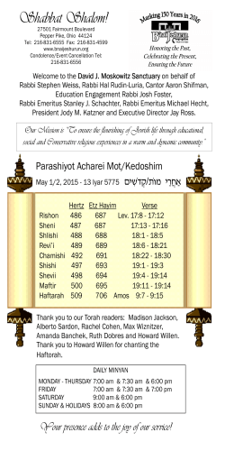 May 2 - B`nai Jeshurun Congregation