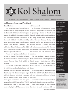Newsletter - Congregation B`nai Shalom