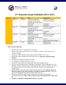 2nd Semester Exam Schedule 2014-2015