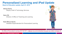Personalized Learning and iPad Update
