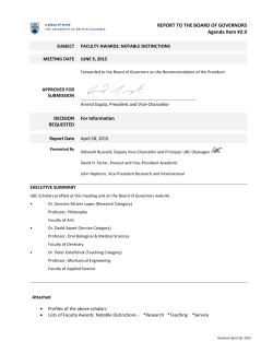 Notable Distinctions - UBC Board of Governors
