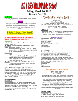 Friday, March 20, 2015 Student Day 124