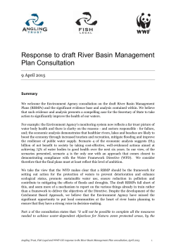 Response to draft River Basin Management Plan