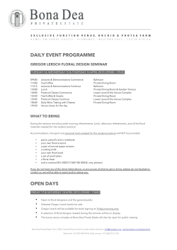 DAILY EVENT PROGRAMME OPEN DAYS